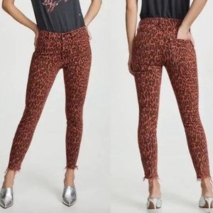 NWT MOTHER High Waisted Looker Ankle Fray in Animal Attraction Size 24